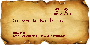 Simkovits Kamélia névjegykártya